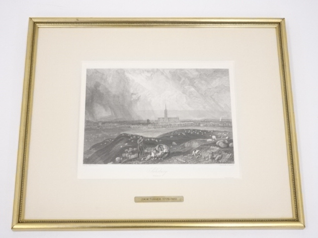 絵画　J.M.W.ターナー　「ソールズベリー」　銅版画　額装